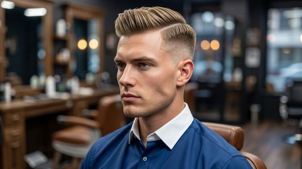 Low Taper Fade Middle Part