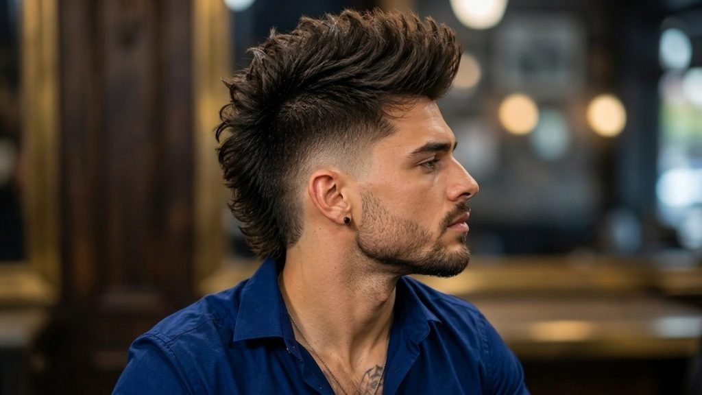12. Long Faux Hawk Burst Fade