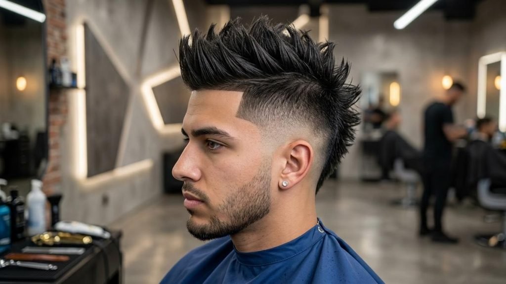14. Sharp Burst Fade Faux Hawk