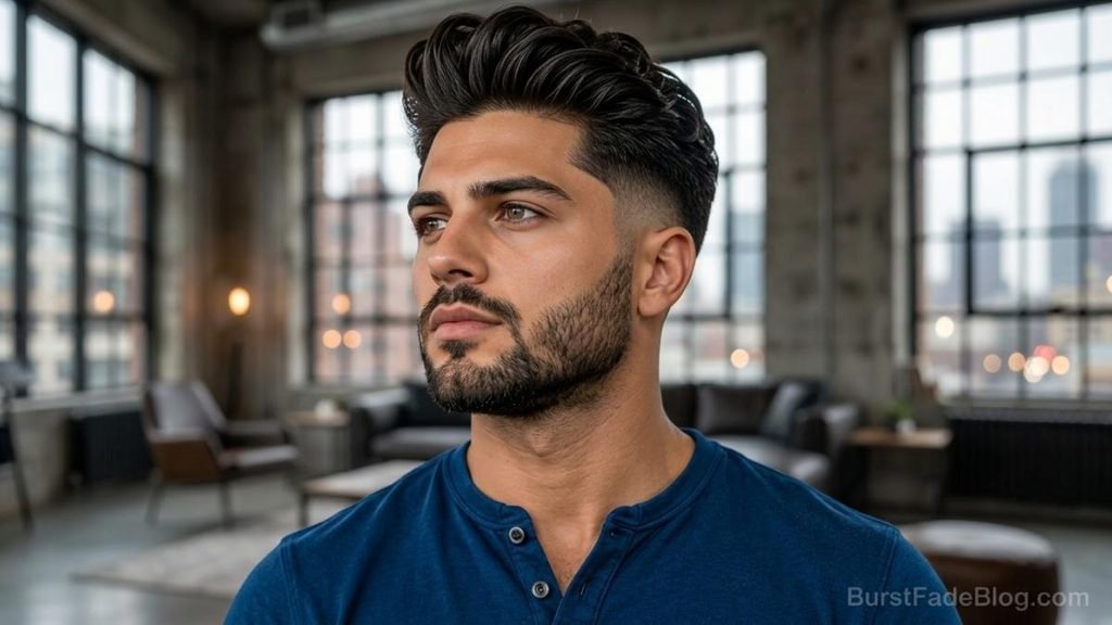 17. Brush-Up Wavy Burst Fade