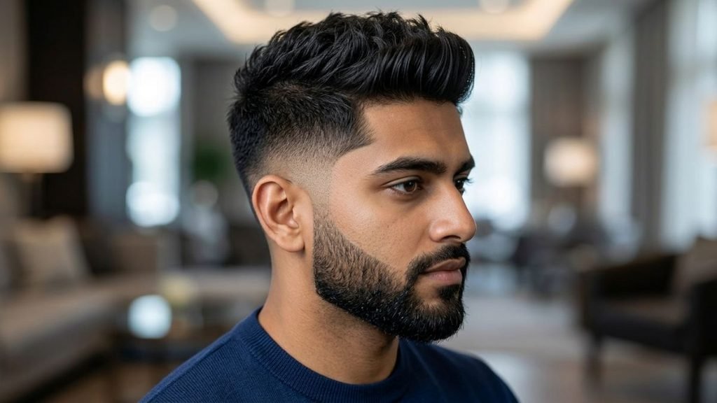 Burst Fade Haircuts with Beard