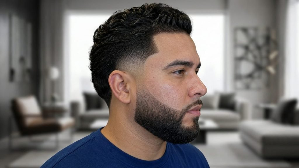 Burst Fade Haircuts with Beard