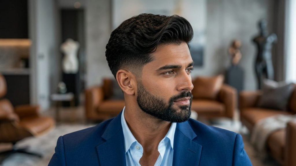 20. Comb-Over Wavy Burst Fade