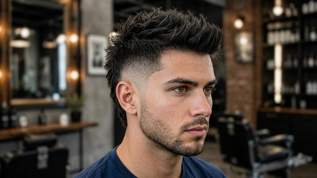 21. Thick Hair Burst Fade Faux Hawk
