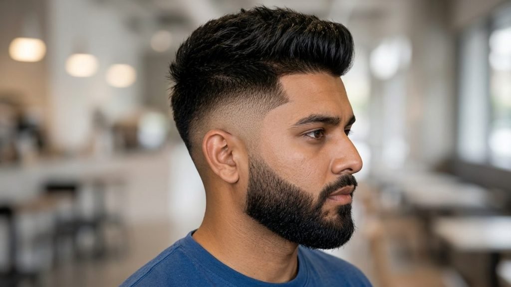 Burst Fade Haircuts with Beard