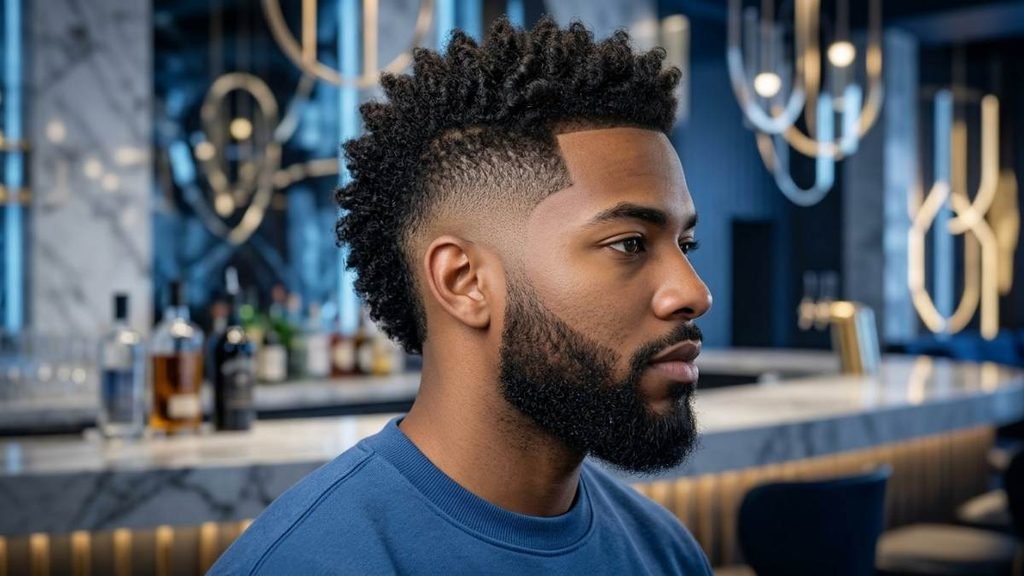Burst Fade Haircuts with Beard