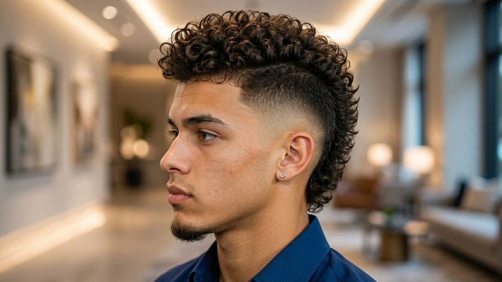 8. Curly Burst Fade Faux Hawk