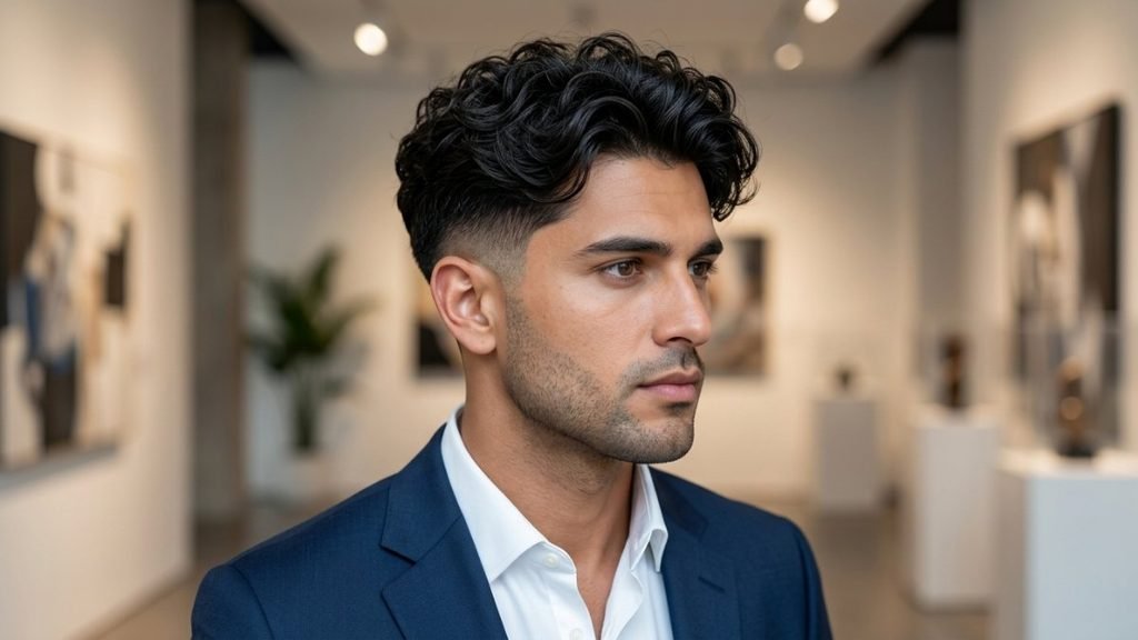 8. Side-Part Wavy Burst Fade