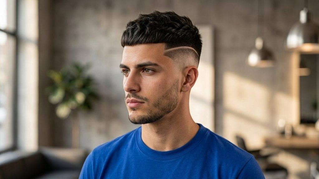 Razor Line Burst Fade Textured Crop