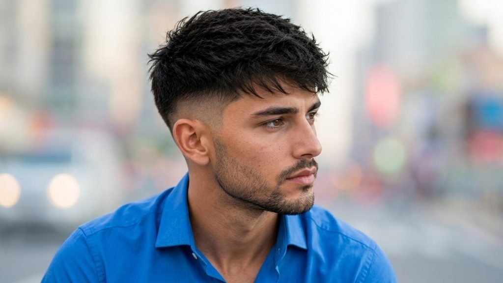 Side-Swept Burst Fade Textured Crop