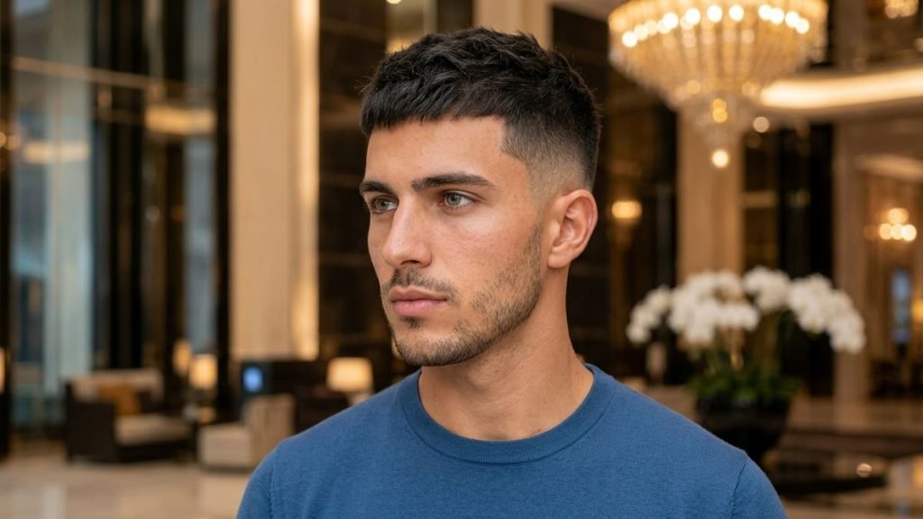 Straight Hair Burst Fade Textured Crop